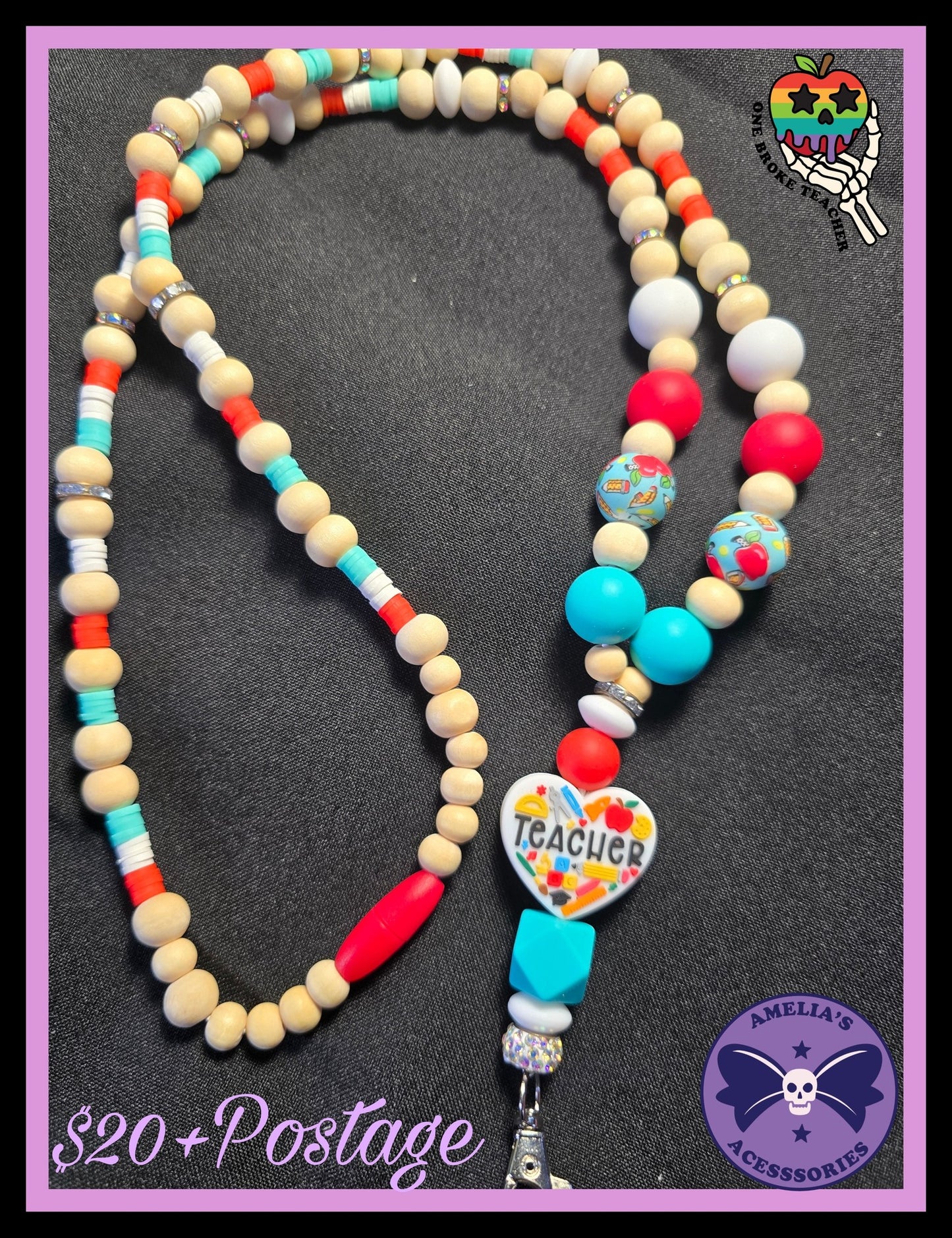 Teacher Lanyard Red & Blue