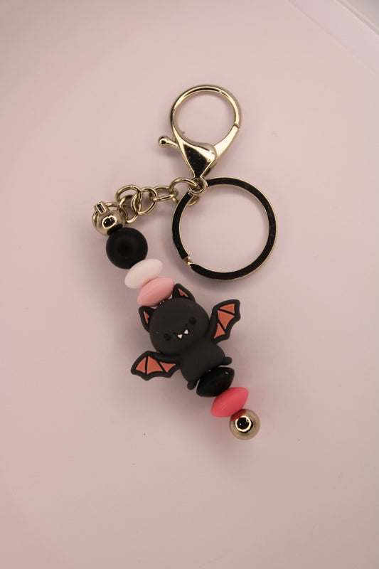 Handmade Pink Bat Keychain