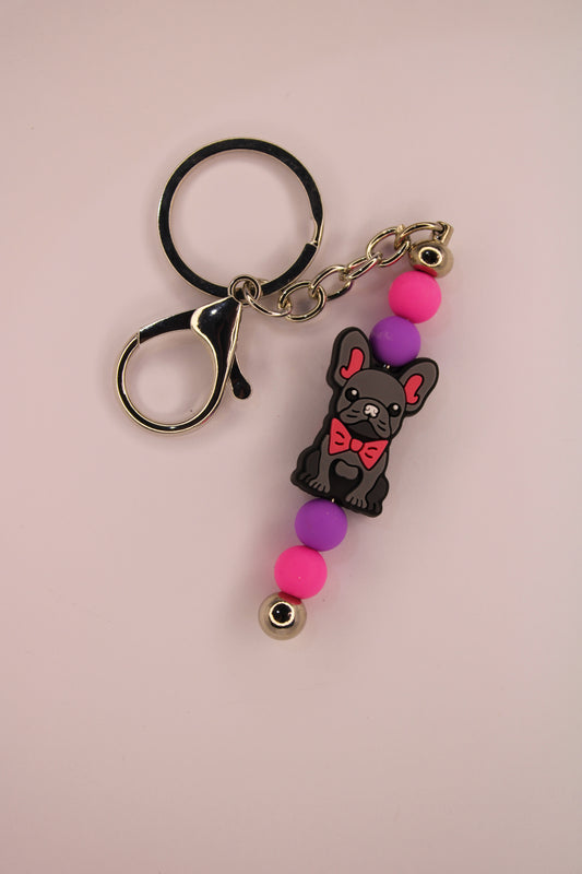 Pink Frenchie Keychain
