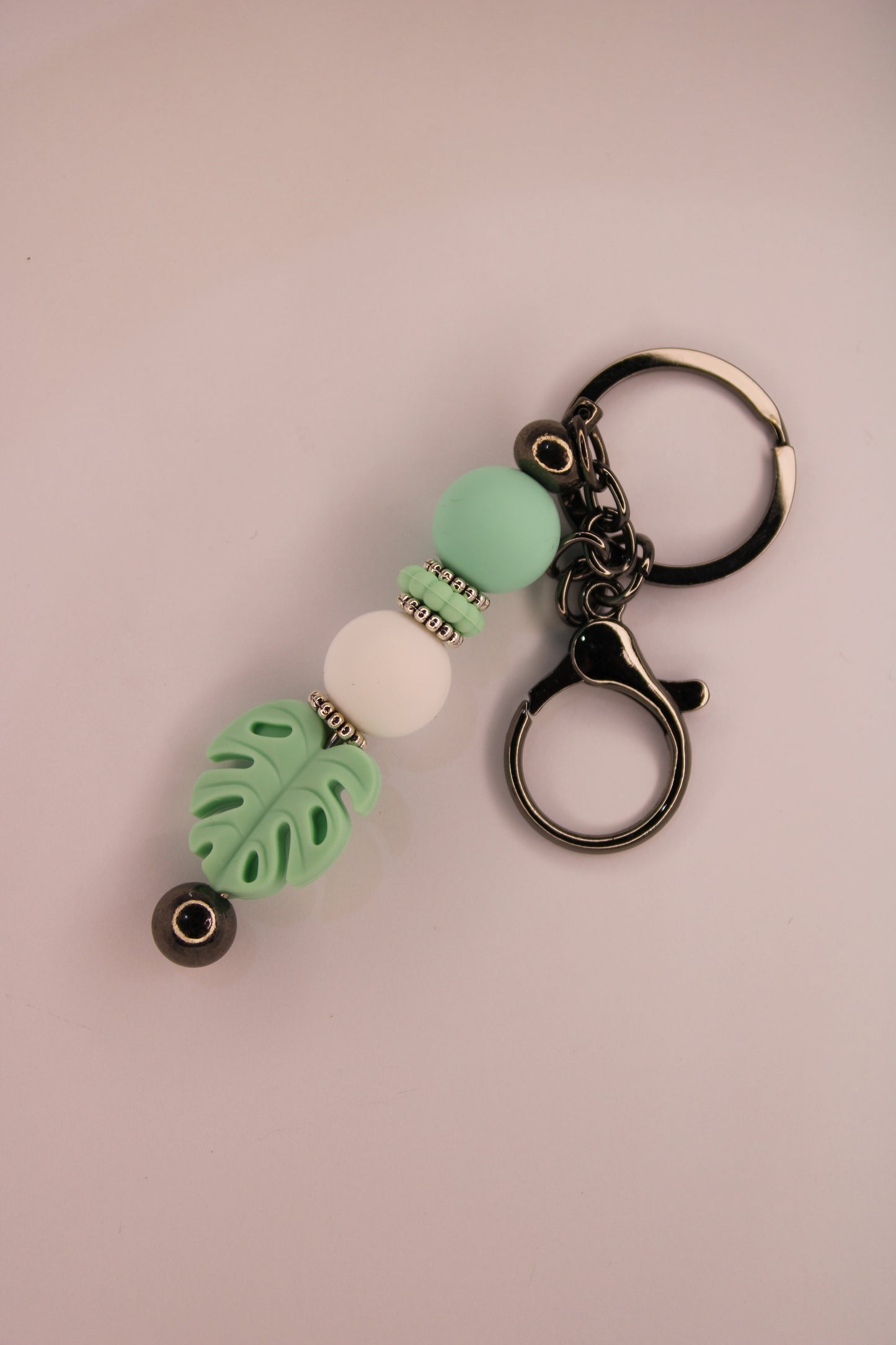 Pastel Green Leaf Keychain