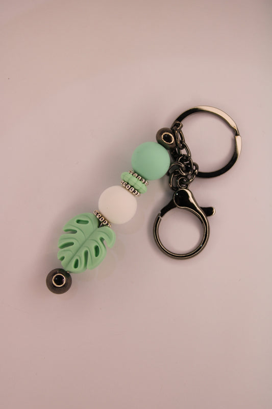 Pastel Green Leaf Keychain