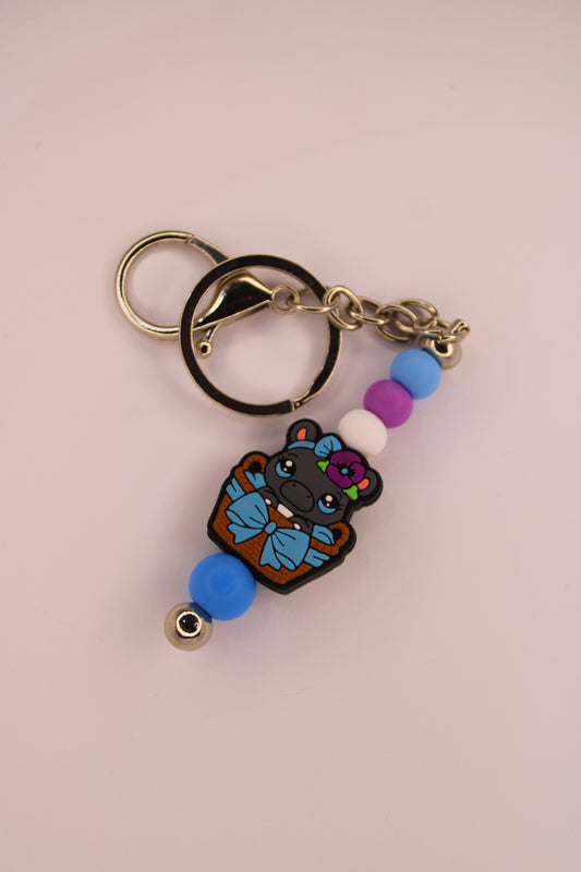 Blue Hippo Basket Keychain