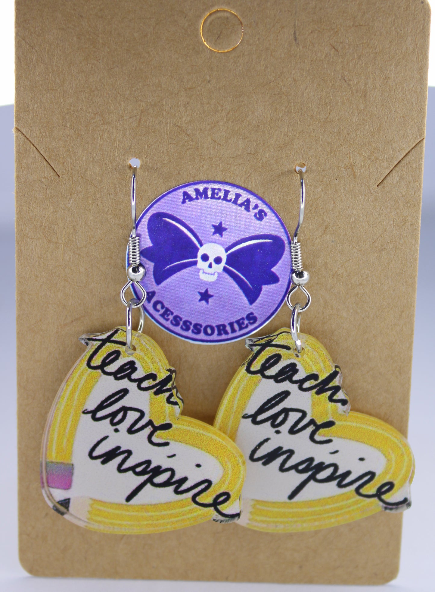 Teacher Pencil Heart Earrings