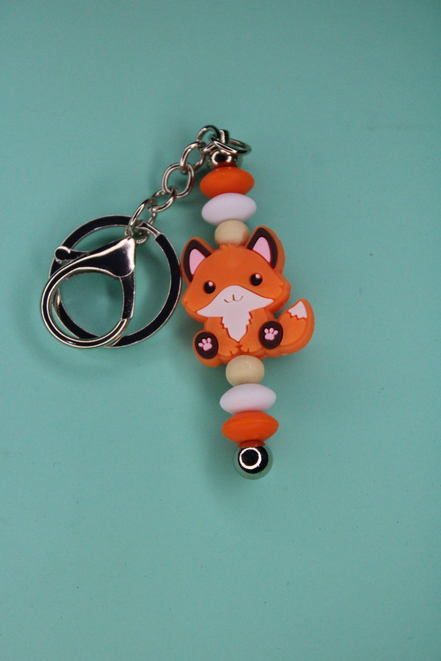 White & Orange Fox Keychain