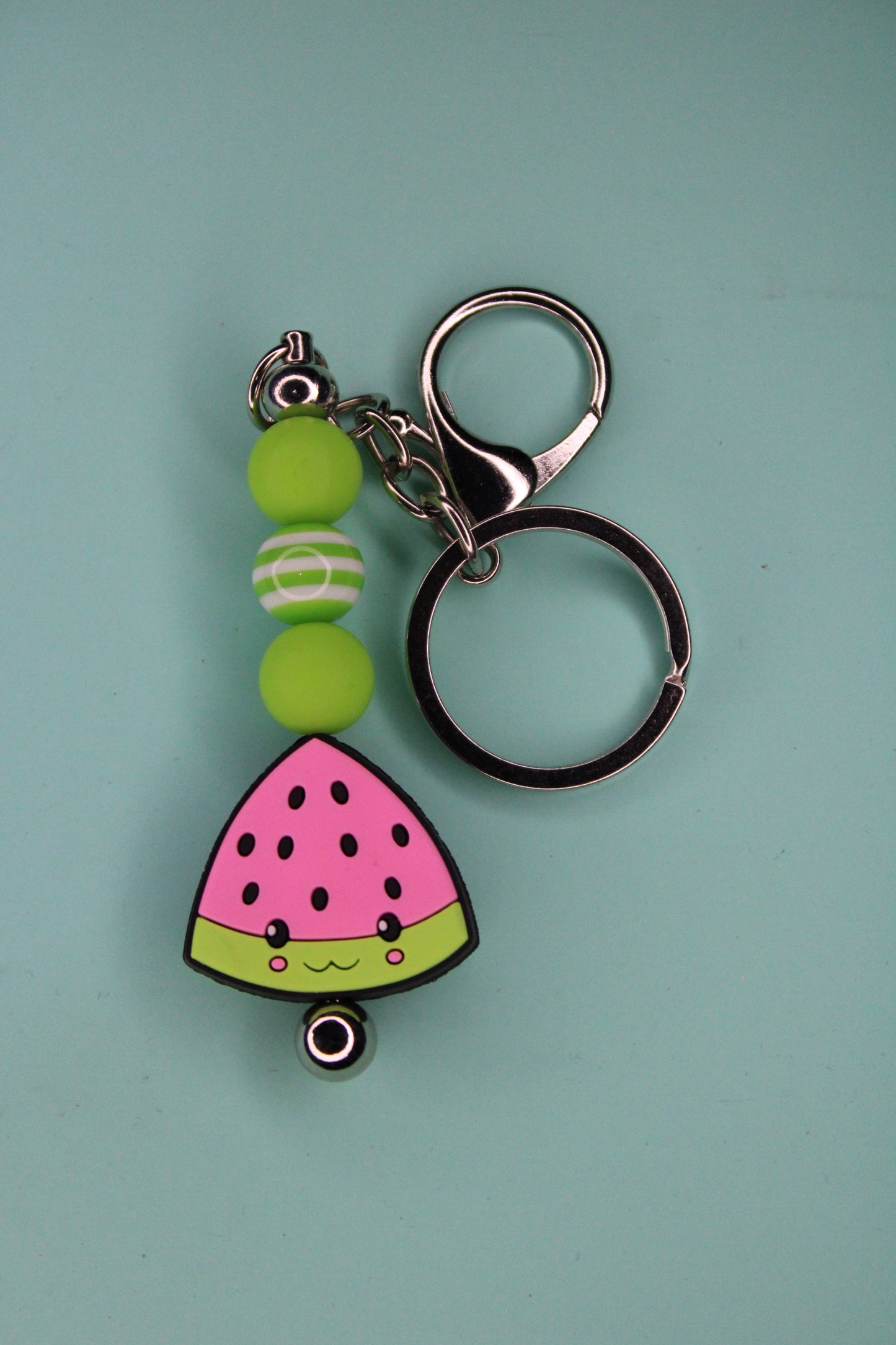 Green Stripe Watermelon Keychain