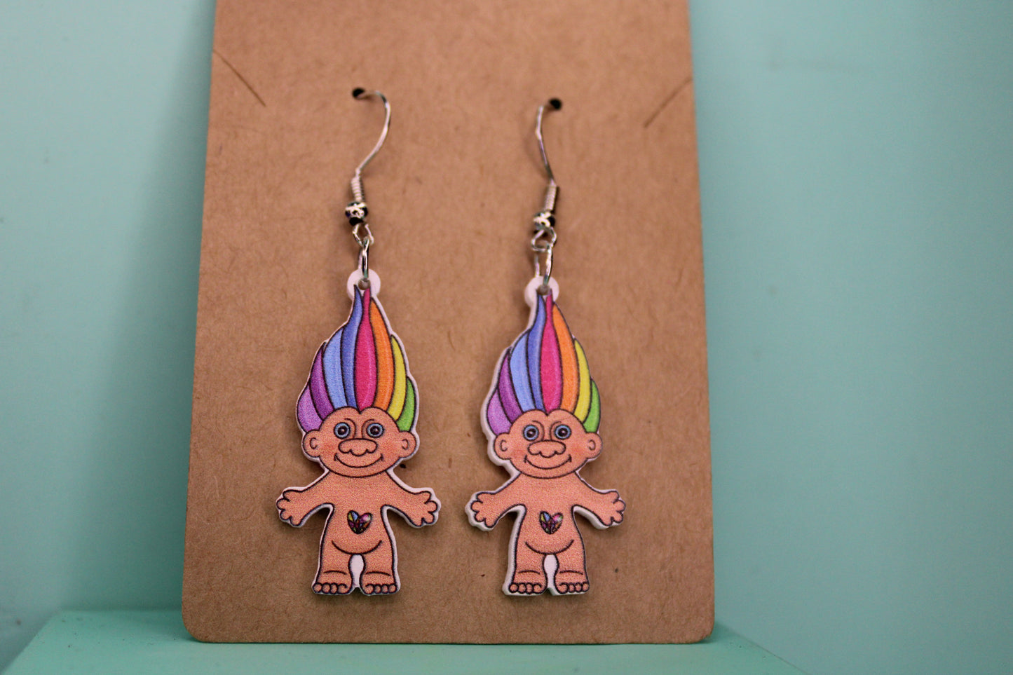 Rainbow Troll 2D Earrings