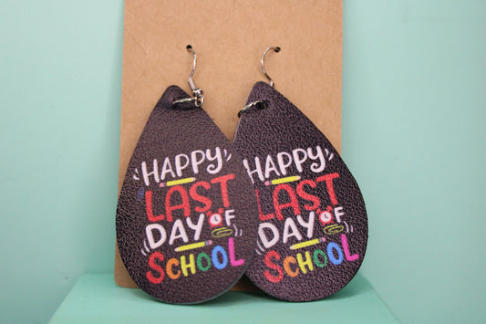Last Day of School Leather Earrings