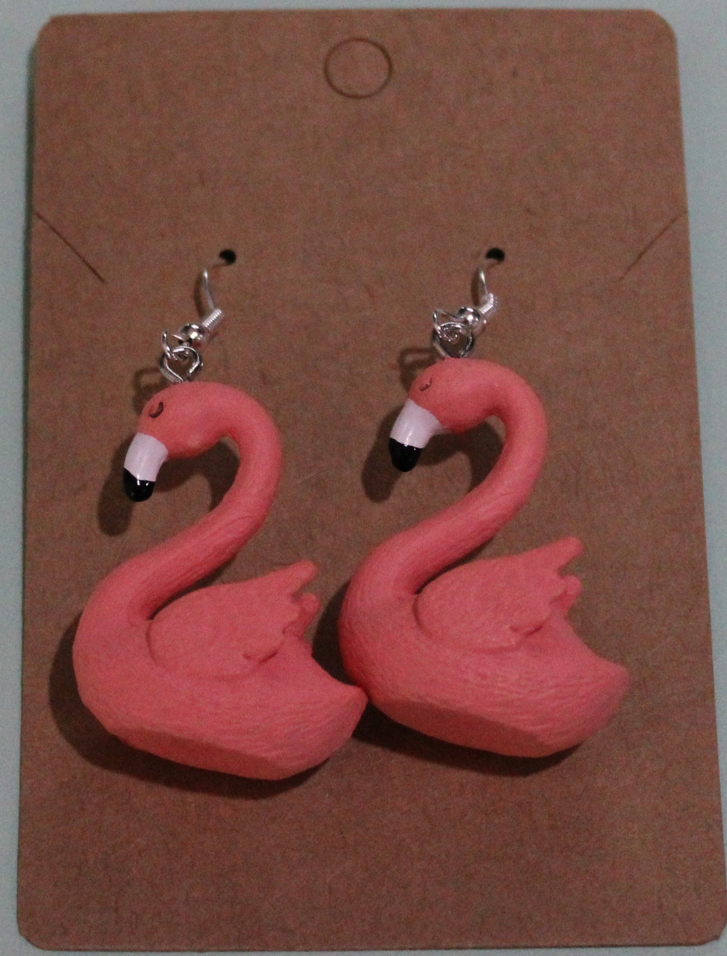 Large 3D Pink Flamingo Earrings